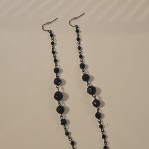 Chic Black Beaded Drop Earrings
